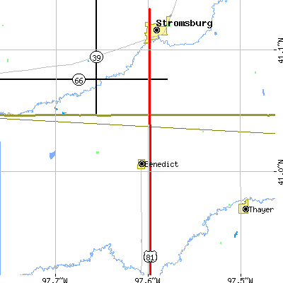 Zip code 68316 close-up map