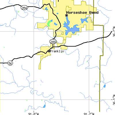 Zip code 72536 close-up map