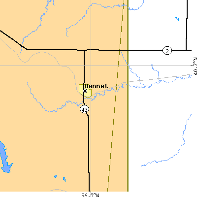 Zip code 68317 close-up map