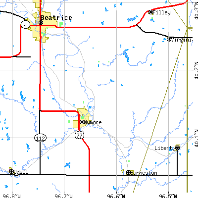 Zip code 68318 close-up map
