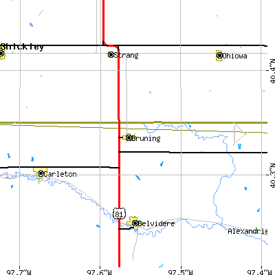 Zip code 68322 close-up map