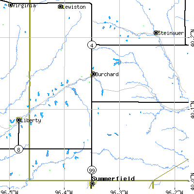 Zip code 68323 close-up map