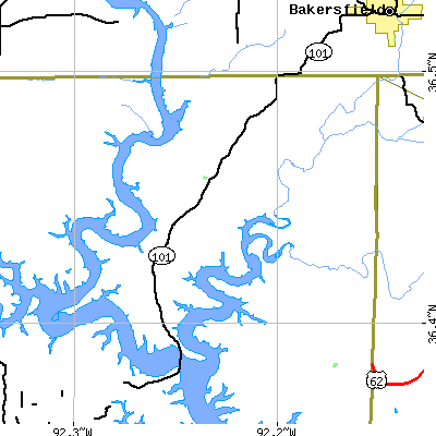 Zip code 72537 close-up map