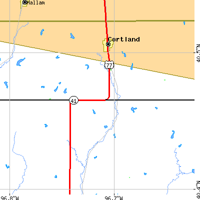 Zip code 68331 close-up map