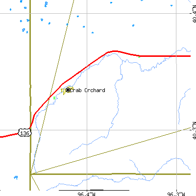 Zip code 68332 close-up map