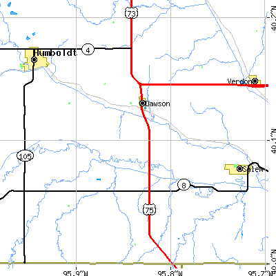 Zip code 68337 close-up map