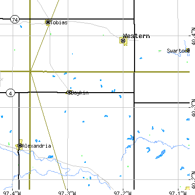 Zip code 68338 close-up map