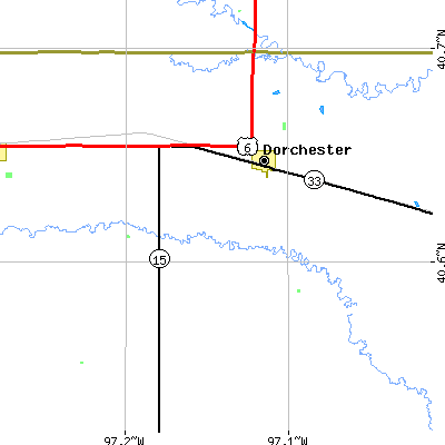 Zip code 68343 close-up map