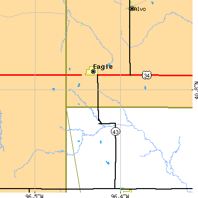 Zip code 68347 close-up map