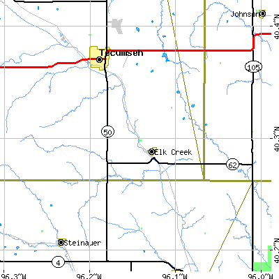 Zip code 68348 close-up map