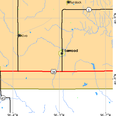 Zip code 68349 close-up map
