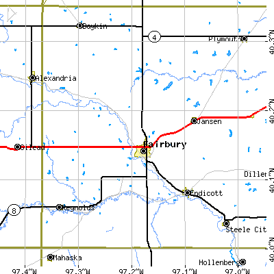 Zip code 68352 close-up map