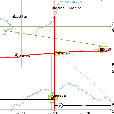Zip code 68354 close-up map