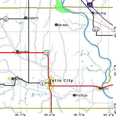 Zip code 68355 close-up map