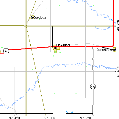 Zip code 68359 close-up map