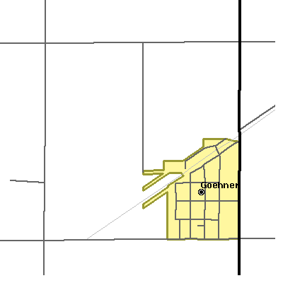 Zip code 68364 close-up map