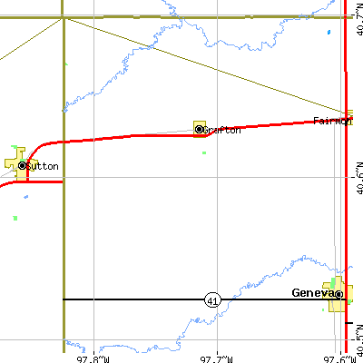 Zip code 68365 close-up map