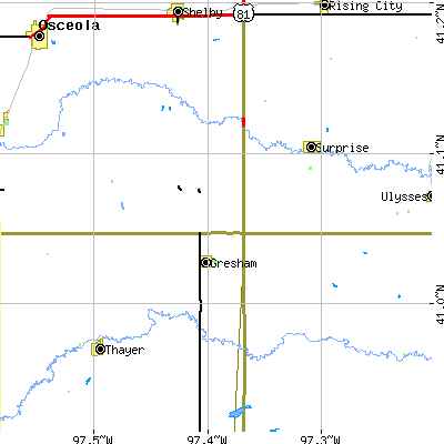 Zip code 68367 close-up map