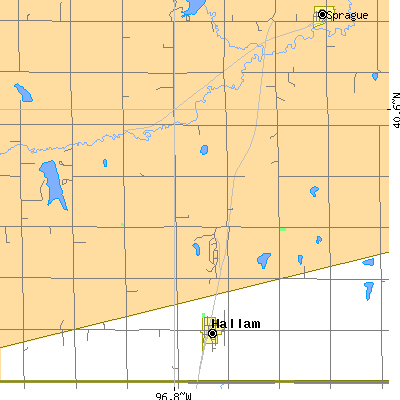 Zip code 68368 close-up map