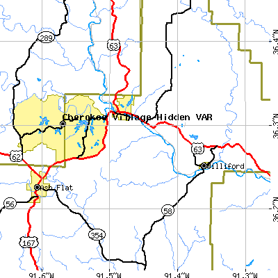 Zip code 72542 close-up map