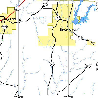 Zip code 35543 close-up map