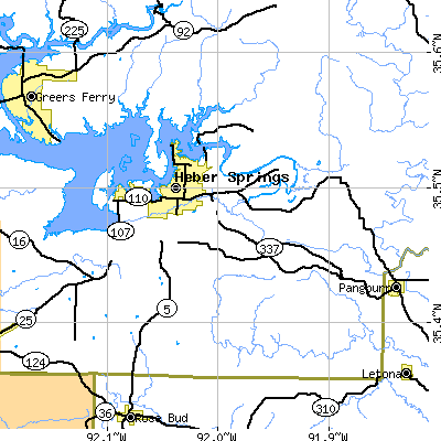 Zip code 72543 close-up map