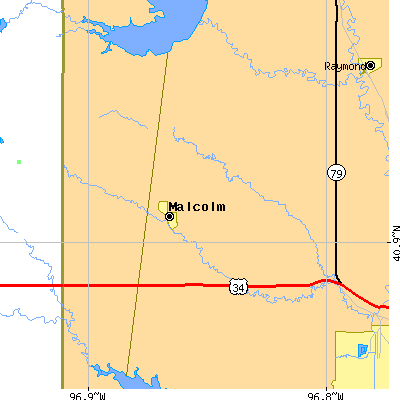 Zip code 68402 close-up map