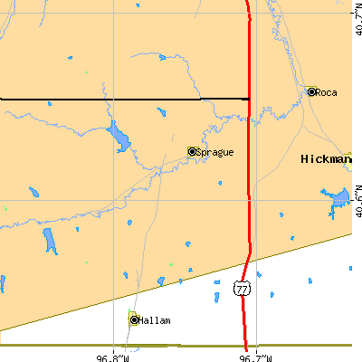 Zip code 68404 close-up map
