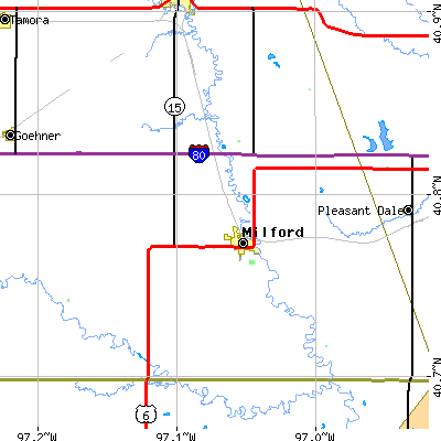 Zip code 68405 close-up map