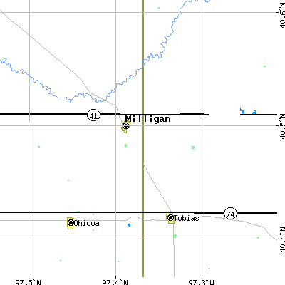 Zip code 68406 close-up map