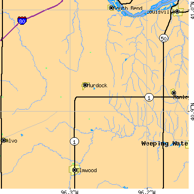 Zip code 68407 close-up map