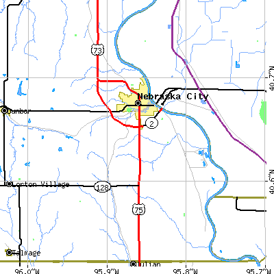 Zip code 68410 close-up map