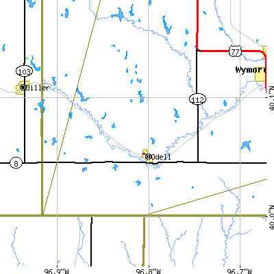 Zip code 68415 close-up map