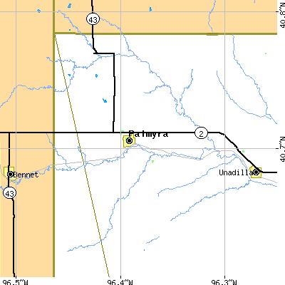Zip code 68418 close-up map
