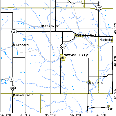 Zip code 68420 close-up map