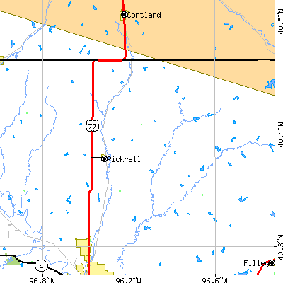 Zip code 68422 close-up map
