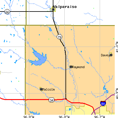 Zip code 68428 close-up map