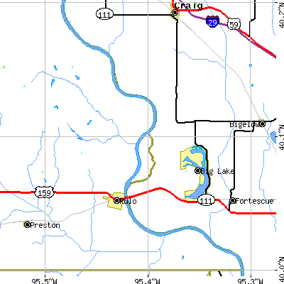 Zip code 68431 close-up map