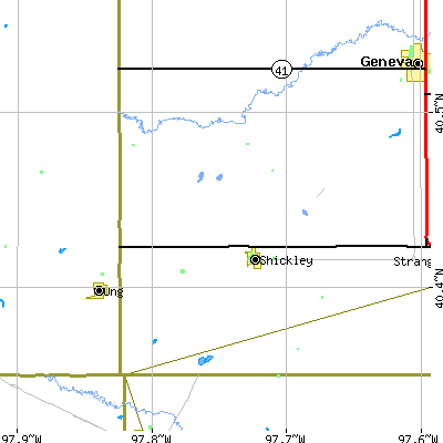 Zip code 68436 close-up map