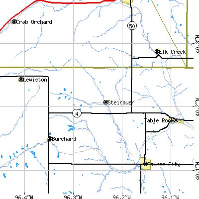 Zip code 68441 close-up map