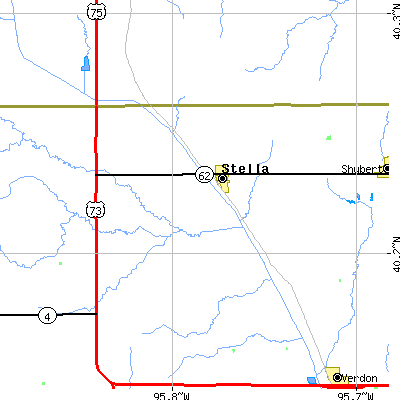 Zip code 68442 close-up map
