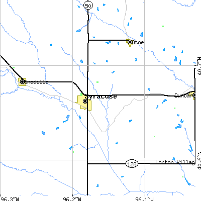Zip code 68446 close-up map