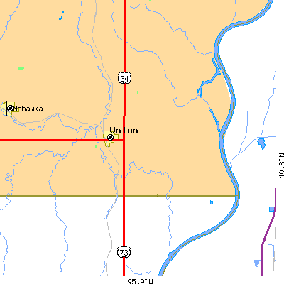 Zip code 68455 close-up map