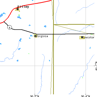 Zip code 68458 close-up map