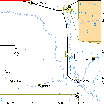 Zip code 68465 close-up map