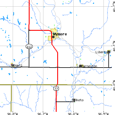 Zip code 68466 close-up map