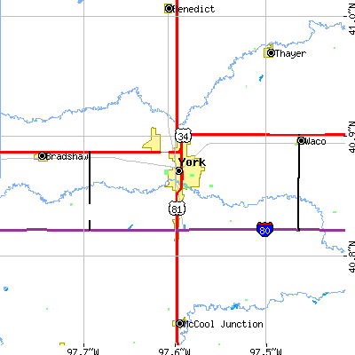 Zip code 68467 close-up map