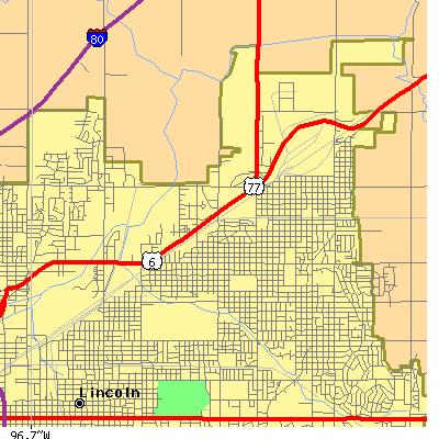 Zip code 68504 close-up map