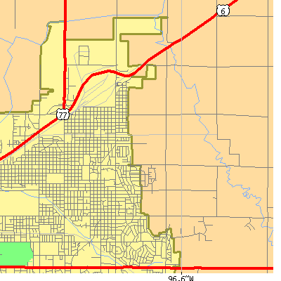 Zip code 68505 close-up map