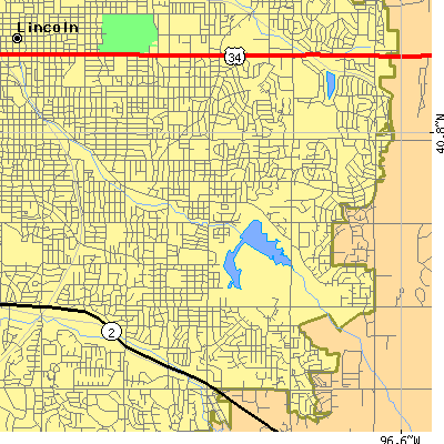 Zip code 68506 close-up map